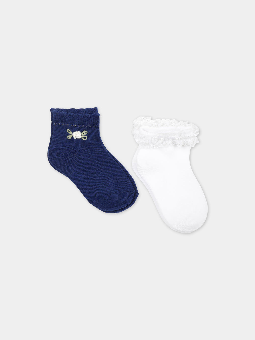 Set calzini blu per neonata con fiocco